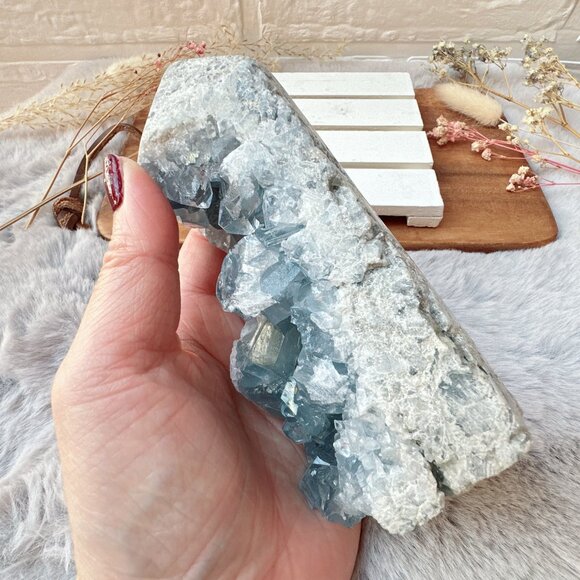 Beautiful Large Celestite Raw Crystal Cluster Tower - Picture 4 of 10